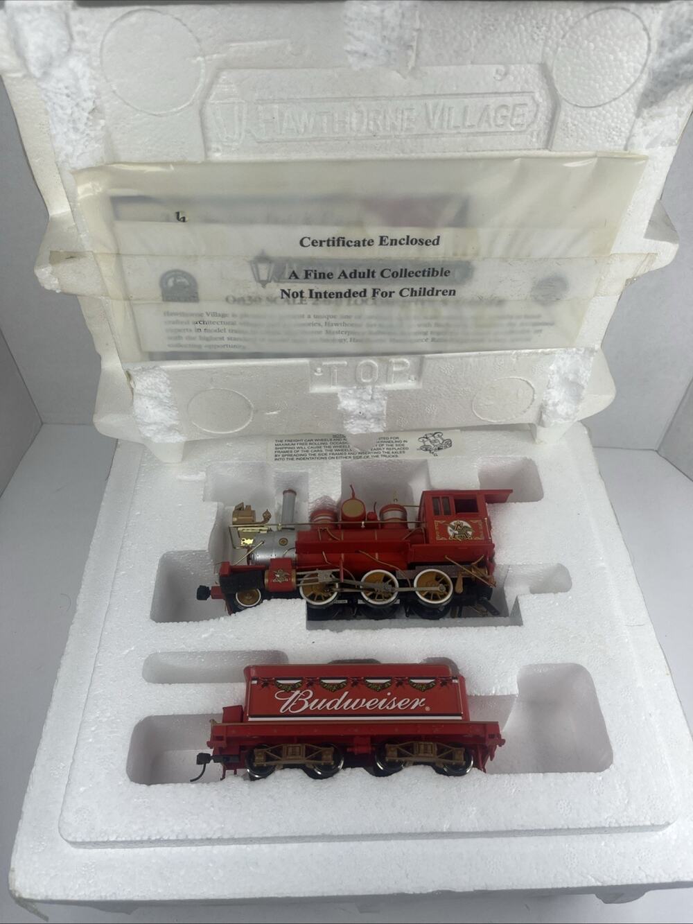 Hawthorne Village Budweiser Holiday Express Train Locomotive & Tender COA